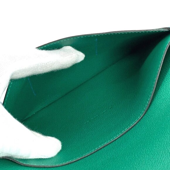 HERMES Bicolor RMS Tutankhamun bifold Long Wallet Evercolor blue/Green - Picture 12 of 14